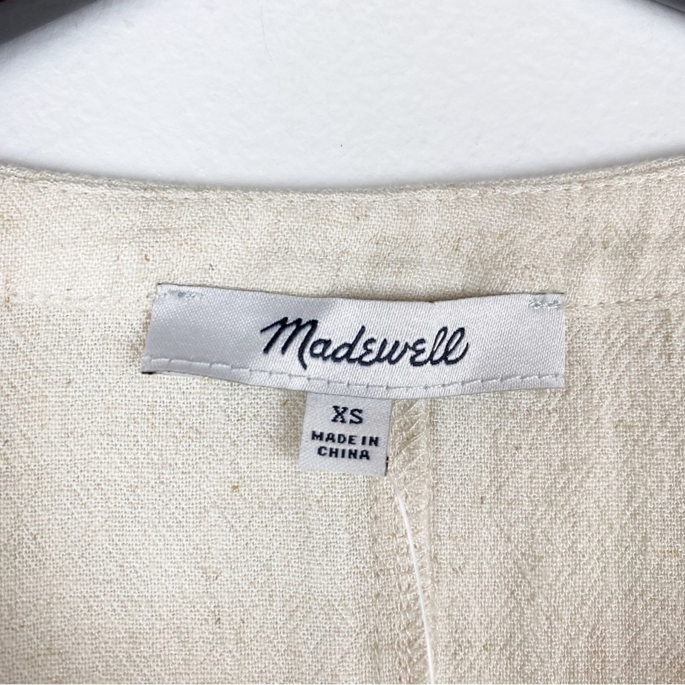 Madewell Cream Ruched Button V-Neck Blouse - Picture 8 of 8